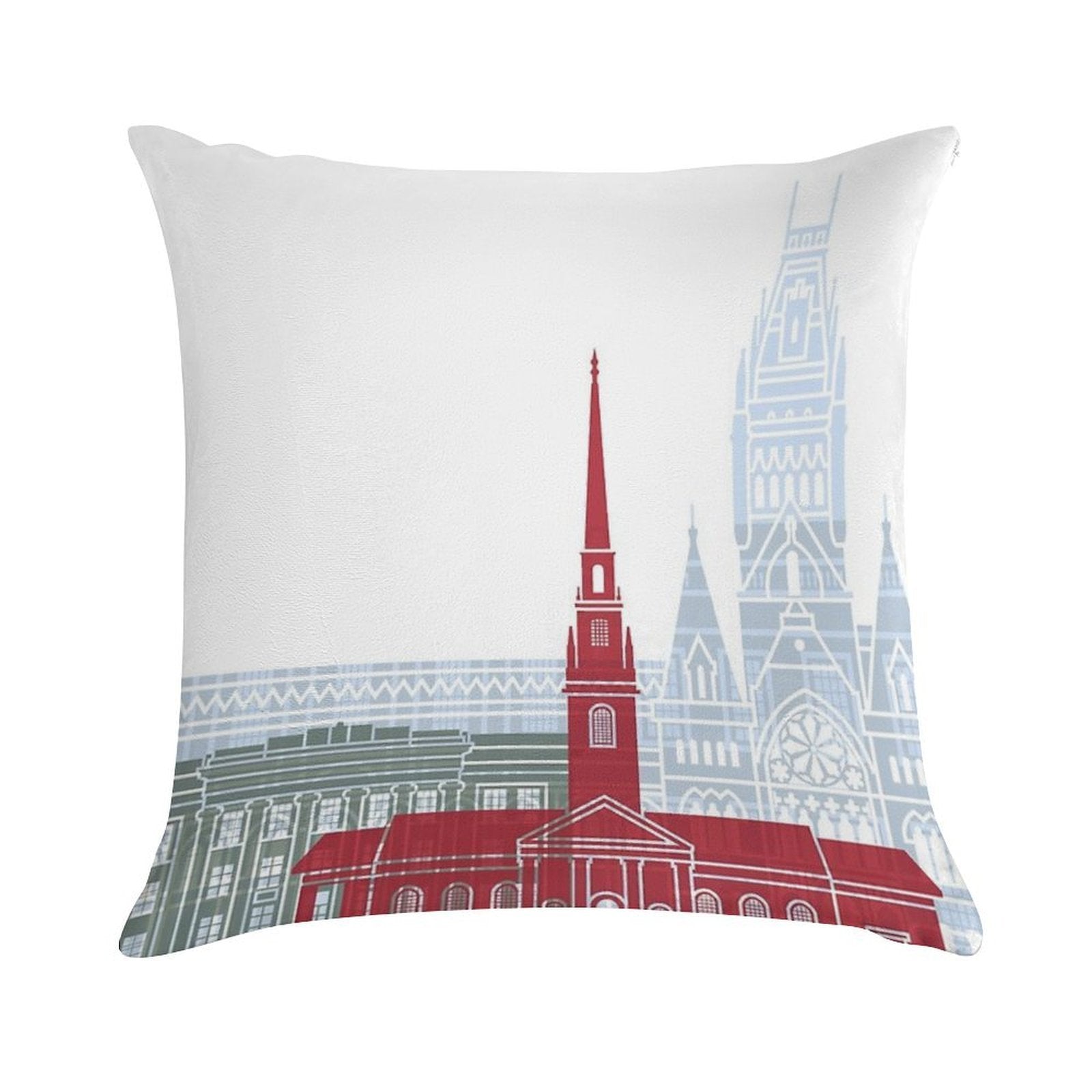 Harvard Skyline Poster Soft Bedroom Essential Throw Pillow