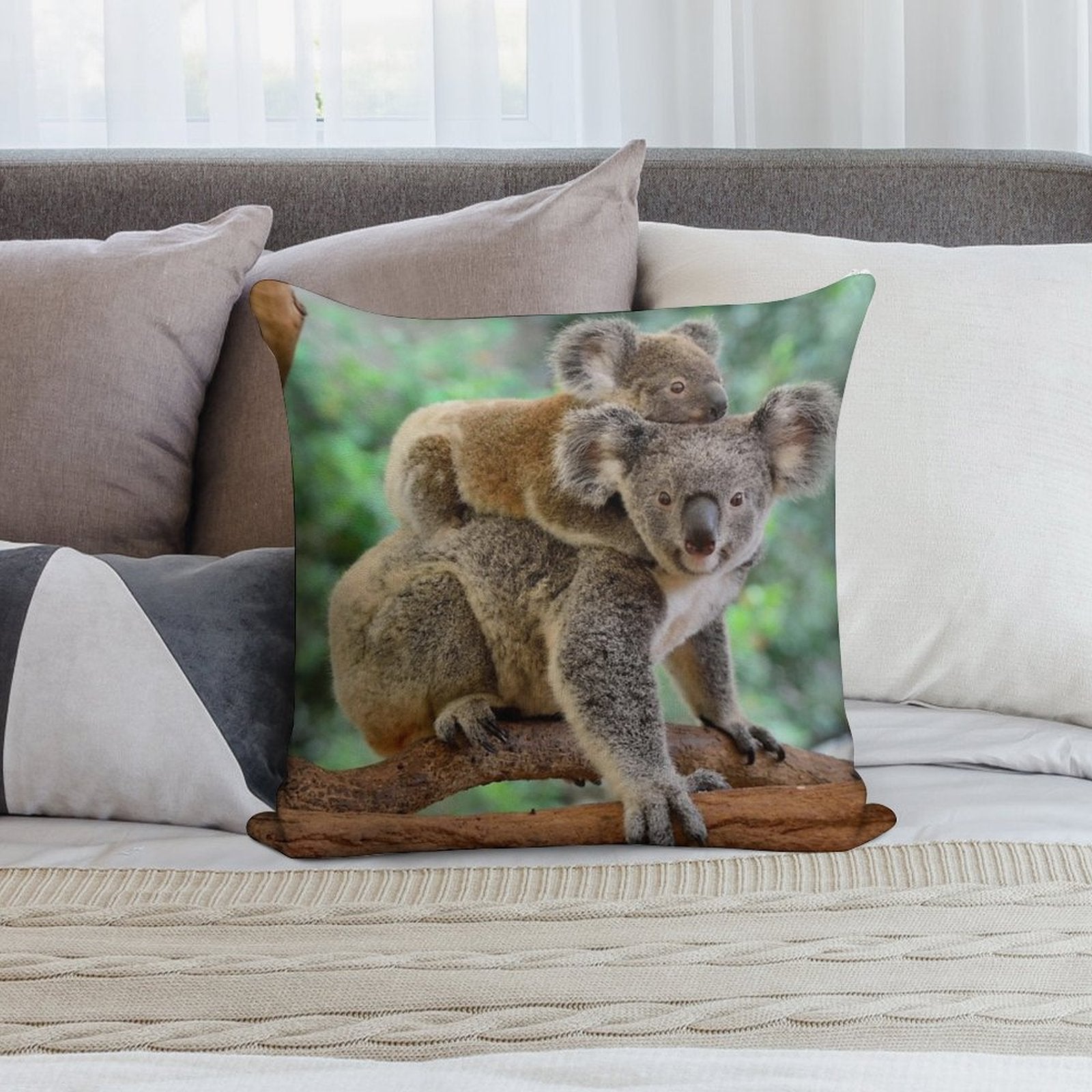 Koala And Joey Soft High-Density Material Throw Pillow