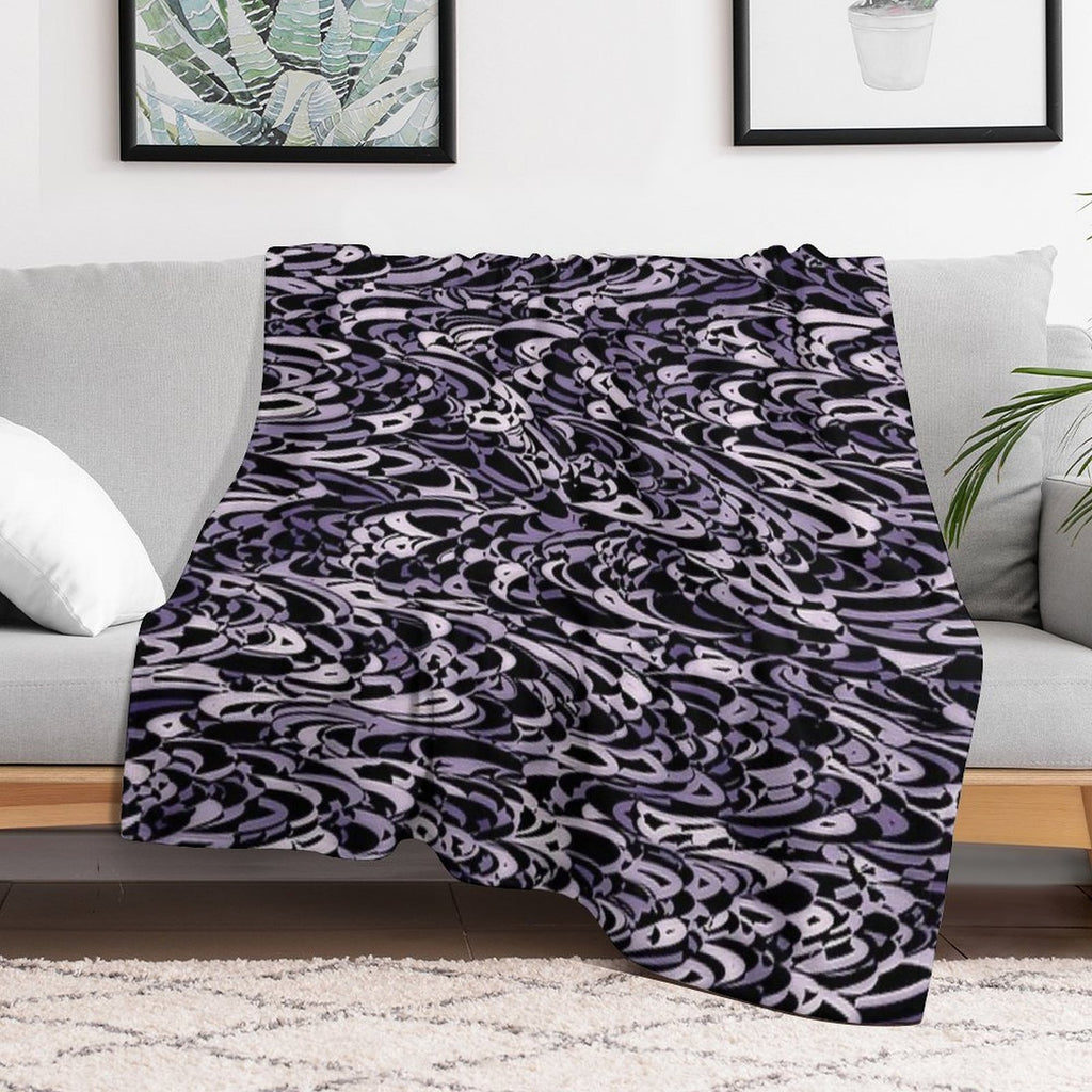 Abstract Purple Black - 7894 Plush Throw Blanket