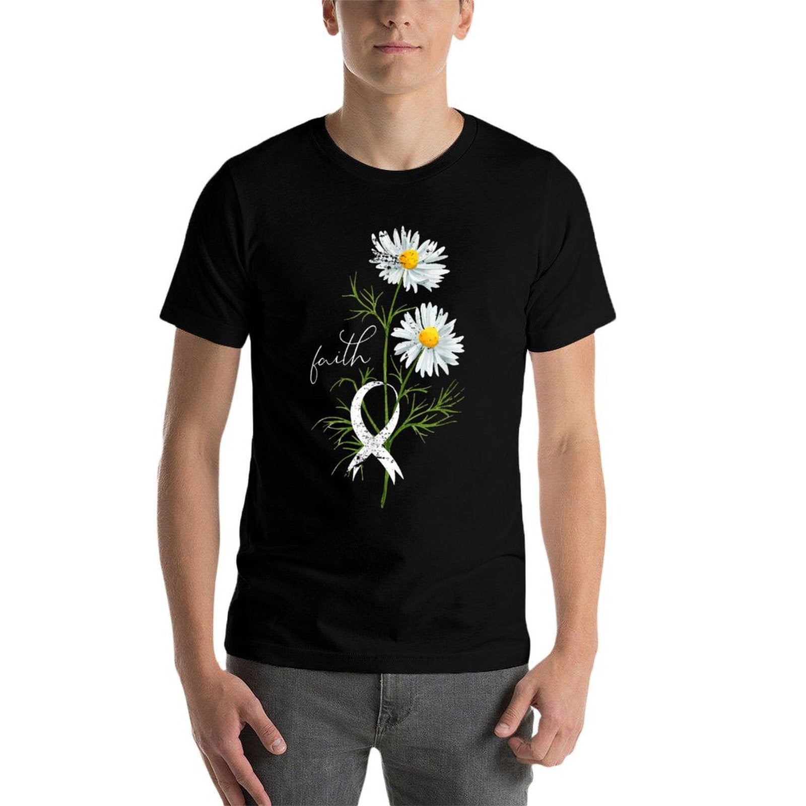 Lung Cancer Fight Support White Ribbon Gift Lung Cancer  Slim-fit Cut T-Shirt