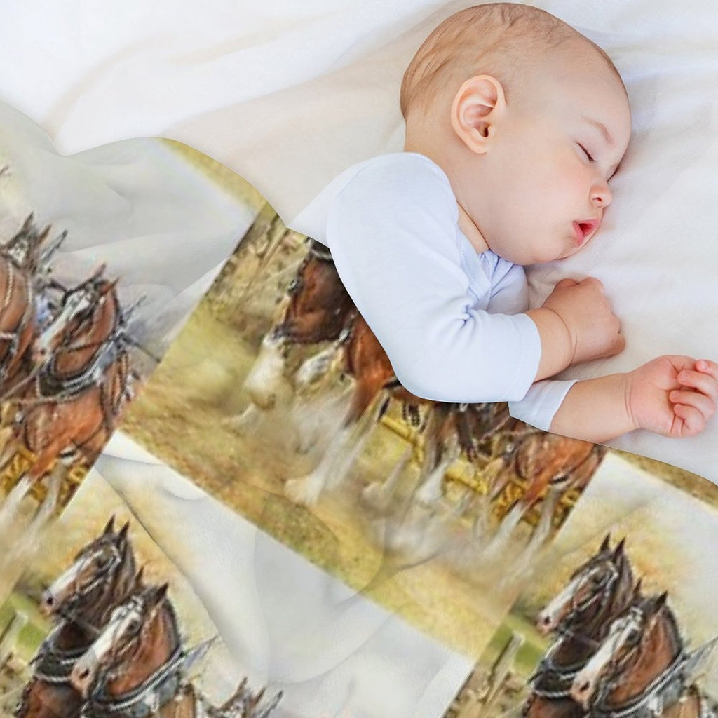 Clydesdales in Harness Wrinkle-free Throw Blanket