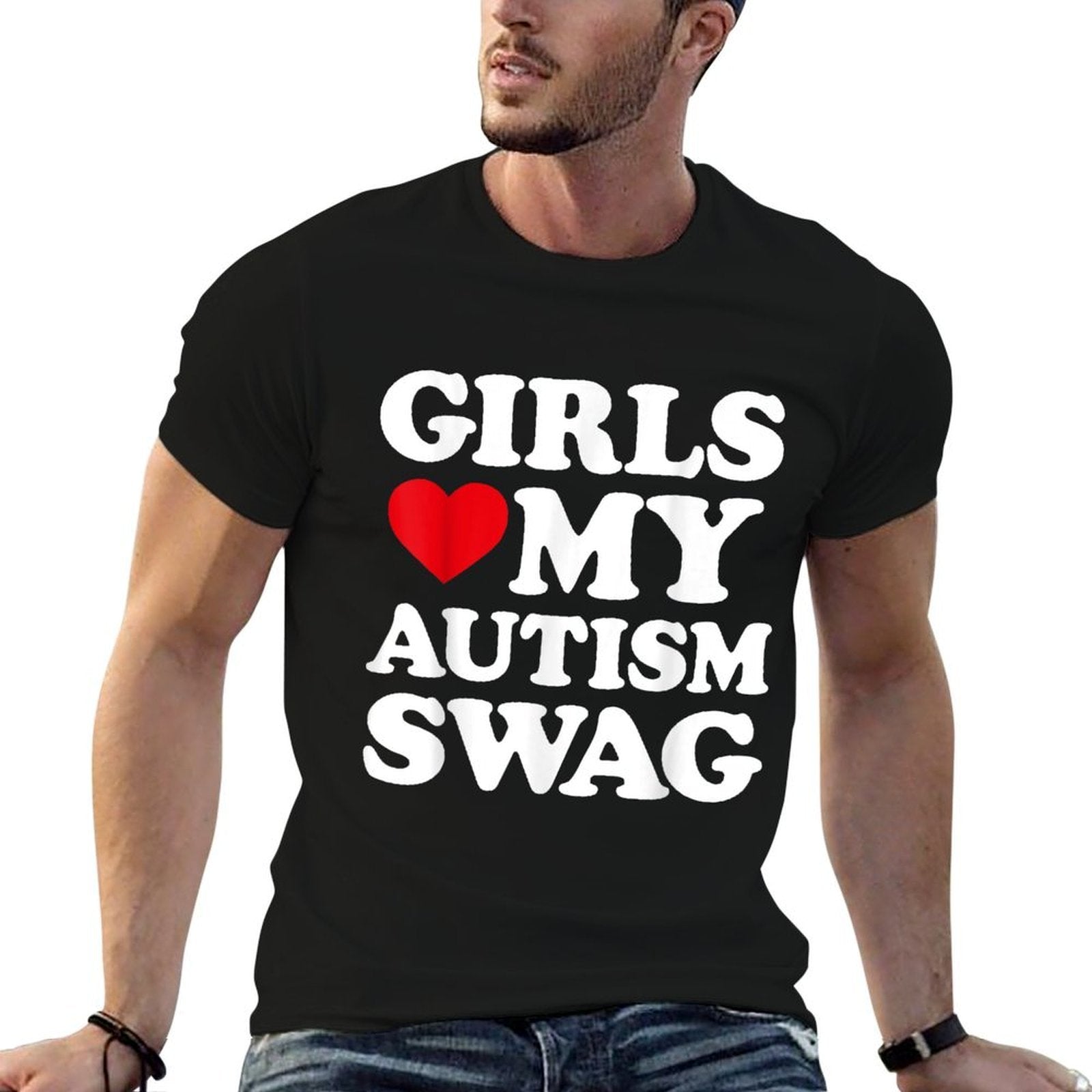 Girls Love My Autism Swag Funny Girls Heart Autism Awareness  Graphic-printed T-Shirt