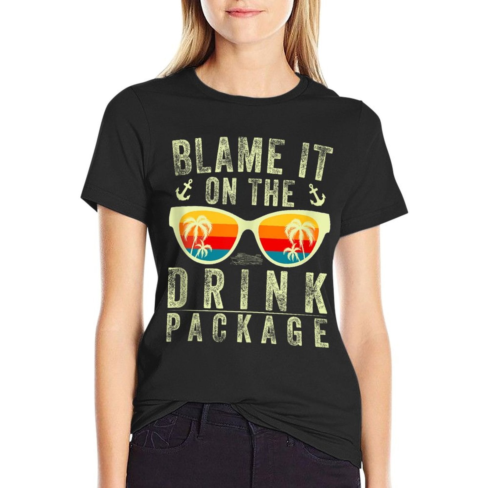Funny Cruise Blame It On The Drink Package Cruise Vacation  Stretchy T-Shirt