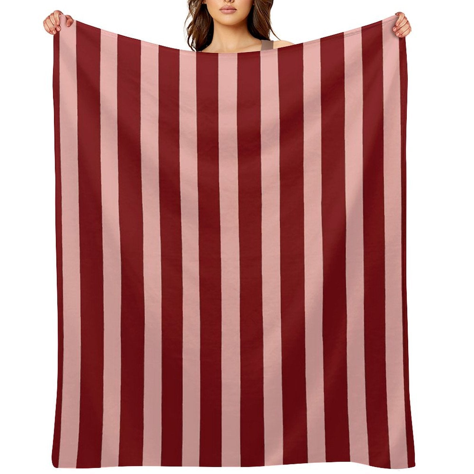 Hand Drawn Vertical Stripes Cherry & Pink Comfort Throw Blanket