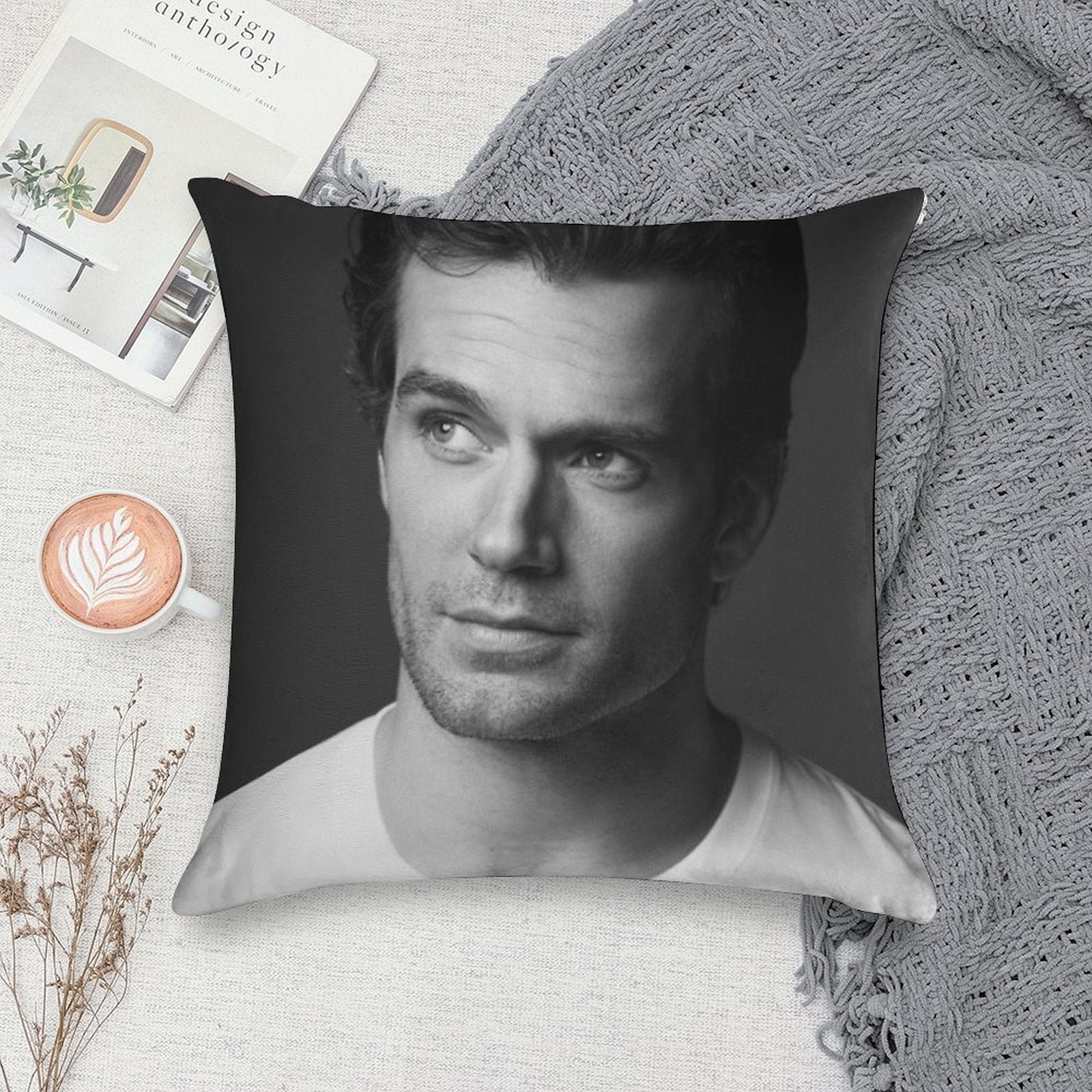 Henry Cavill Soft Hidden Zipper Throw Pillow