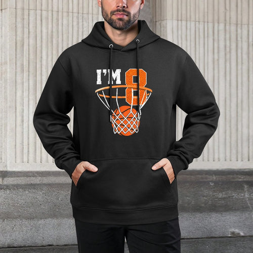 8th Birthdays For Boys Basketball Eight Year Old Machine Washable Hoodie