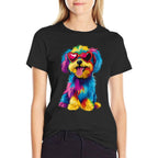 Rainbow Cute Dog Wearing Glasses Heart Puppy Love Dog Funny for Men Women Kids  Wrinkle-resistant T-Shirt