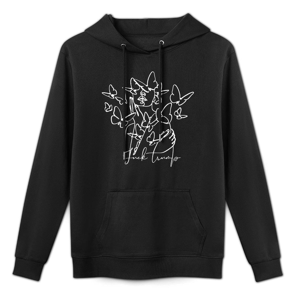 Anti Trump 86 45 Unisex Adults Floral Cartoon, Black, Small Casual Wear Hoodie