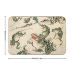 Battle of The Frogs Kawanabe Kyosai  Toxin-Free Bath Mat