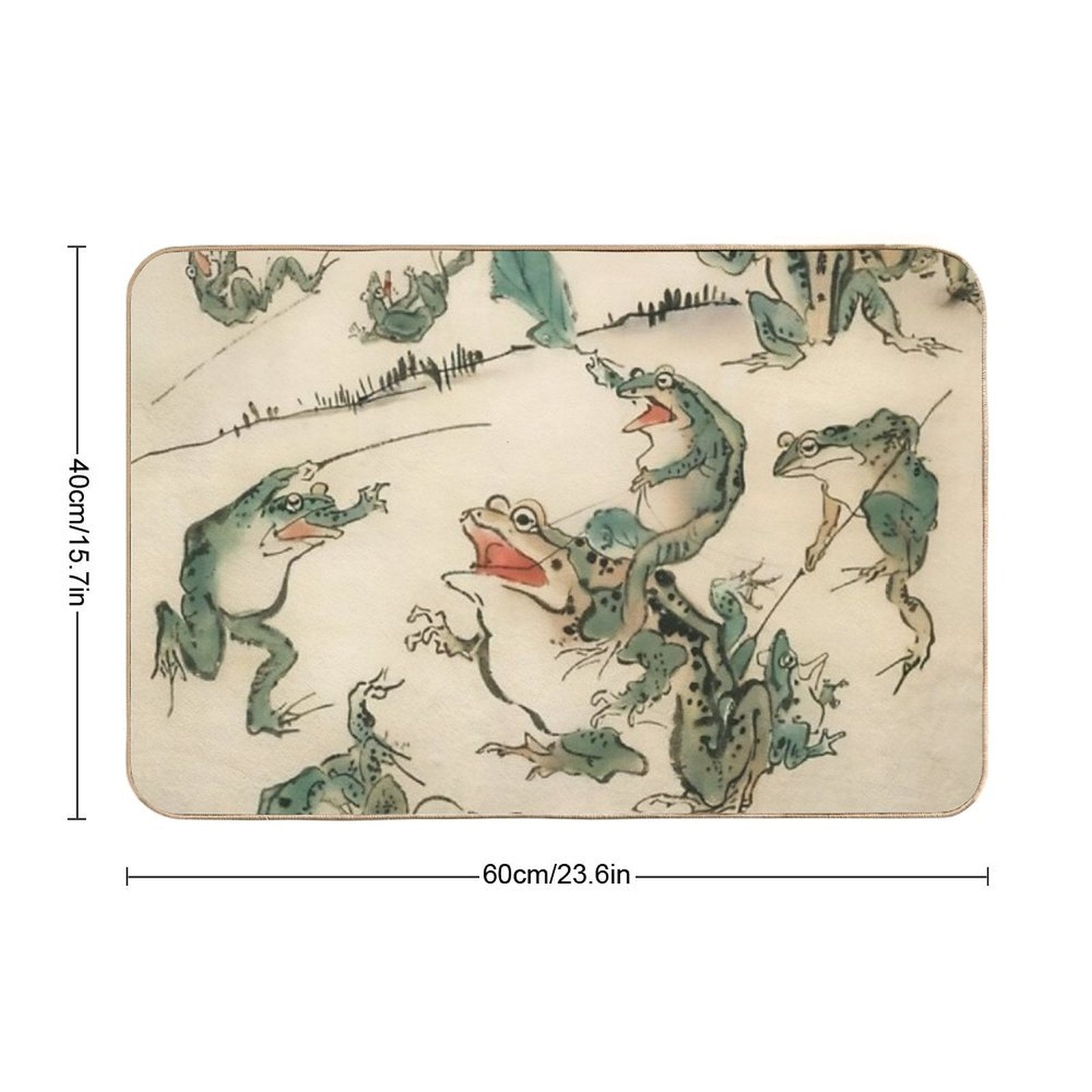 Battle of The Frogs Kawanabe Kyosai  Toxin-Free Bath Mat