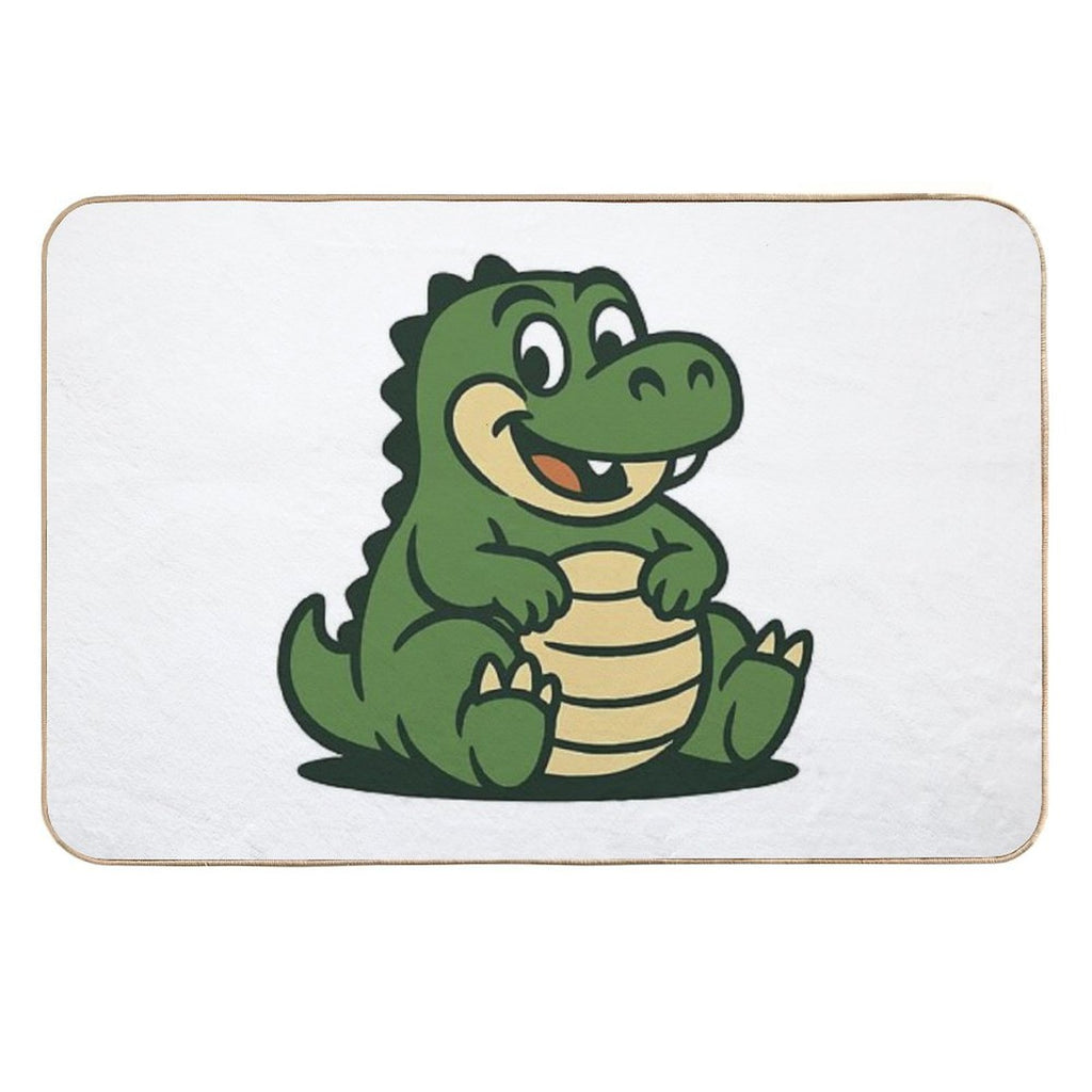 Chubby Retro Dinosaur – Cute Sitting Dino Mascot Design  Easy Maintenance Bath Mat