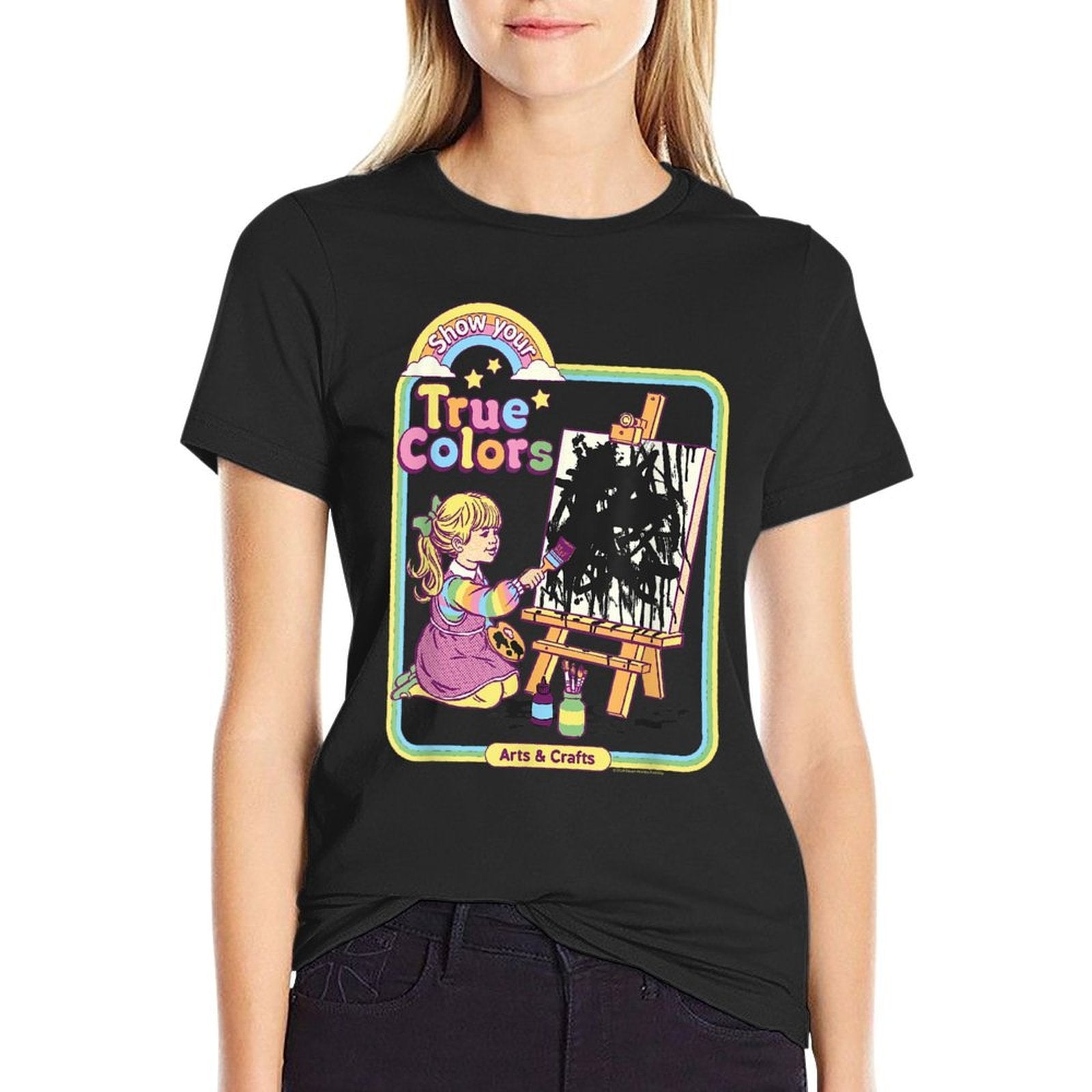 Steven Rhodes Show Your True Colors Arts  Crafts Dark Humor  Oversized Silhouette T-Shirt