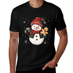 Snowman Beanie Coffee Latte Ginggerbread Merry Christmas  High-quality Stitching T-Shirt