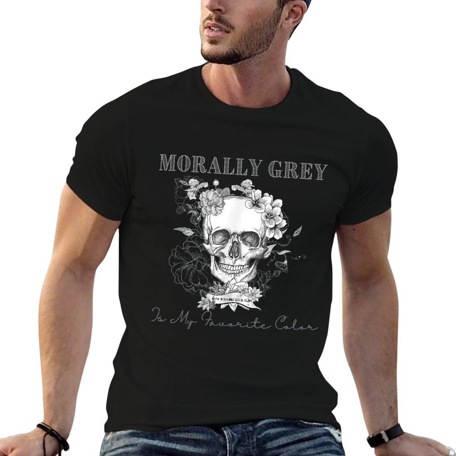 Morally Grey Is My Favorite Color Skeleton Funny Books Lover  Slim-fit Cut T-Shirt