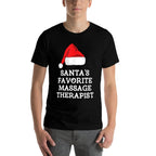 Santas Favorite Massage Therapist Christmas Hat Therapy  Heathered Texture T-Shirt