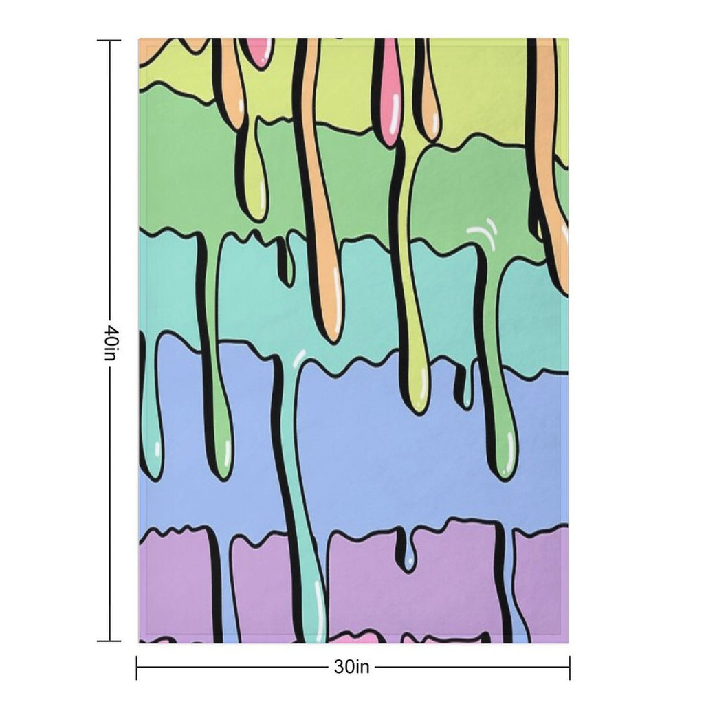 Slime Rainbow Kawaii Aesthetic Drippy Pattern Multi-functional Throw Blanket