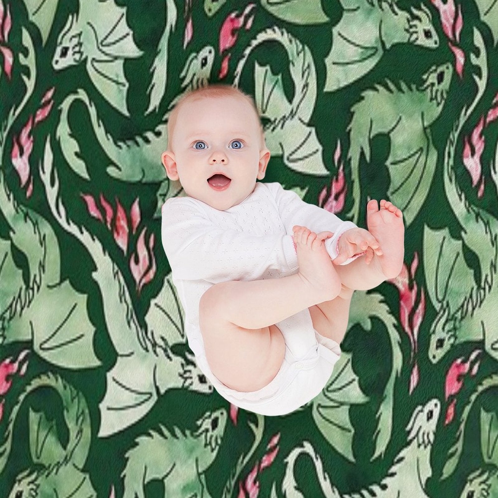 Dragon Fire Dark Green Velvety-soft Throw Blanket