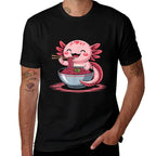 Funny Axolotl Noodle Gifts Anime Kawaii Axolotl Eating Ramen  Tagless Design T-Shirt