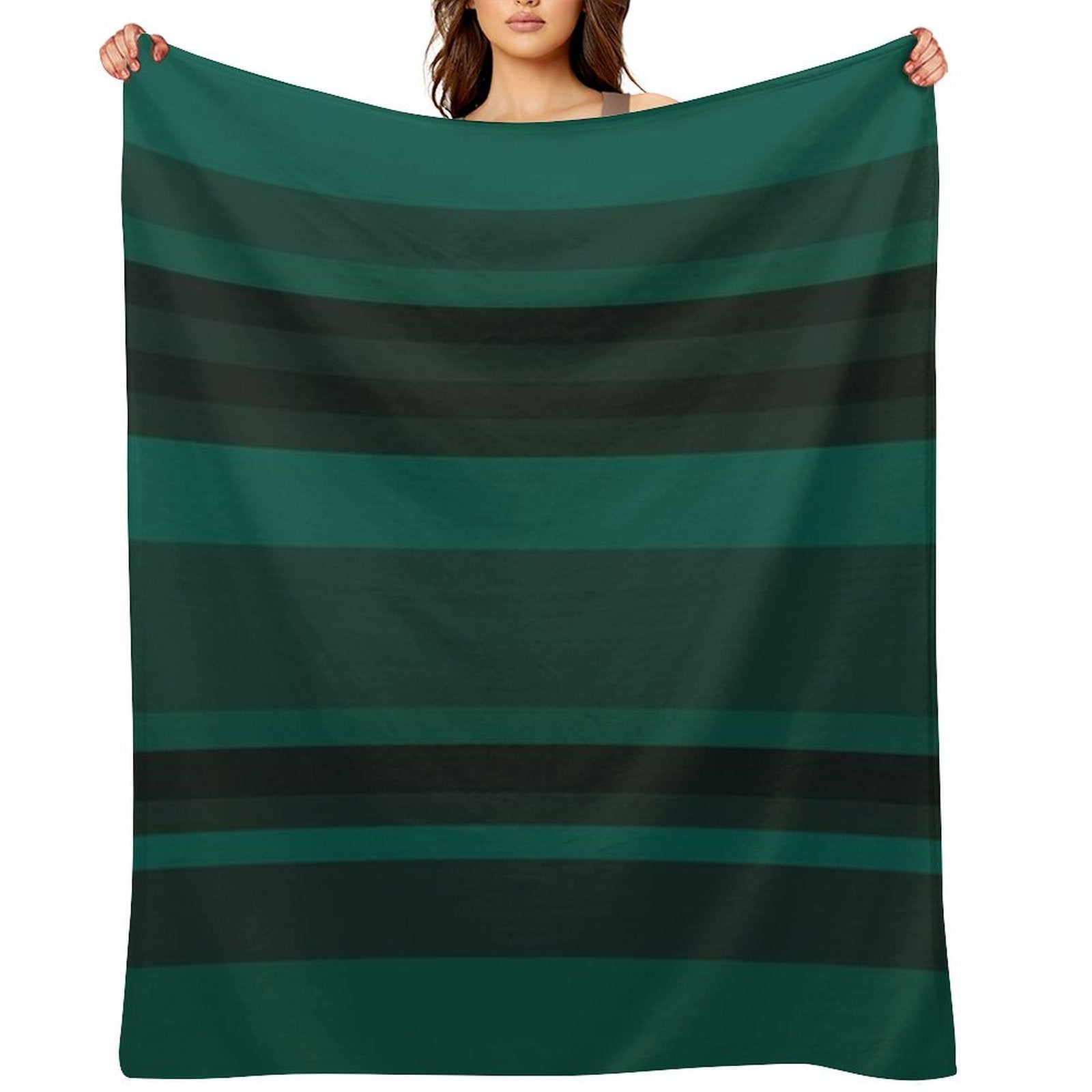 Glorious Green Stripes Lightweight Throw Blanket