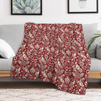 Pheasant And Hare Pattern, Deep Red And Cream Versatility Throw Blanket