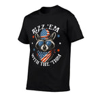 Rizz Em With The Tism Patriotic Raccoon Meme 4th Of July  Rolled Sleeves T-Shirt