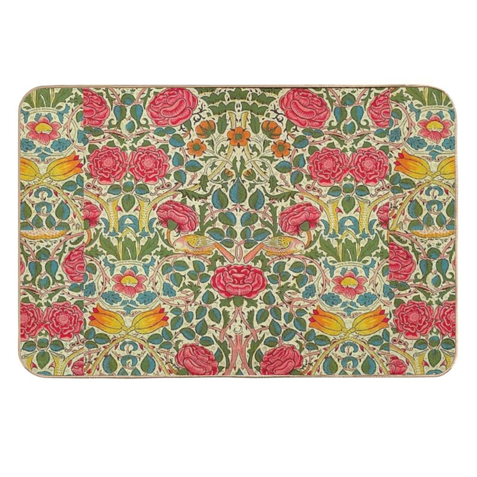 Rose Chintz William Morris Vintage Pattern  High-Traffic Bath Mat