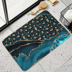 Teal & Gold Leopard Agate  Slip-Resistant Bath Mat