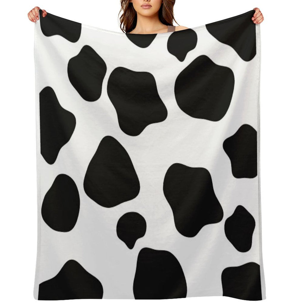 Cow Print Machine-washable Throw Blanket