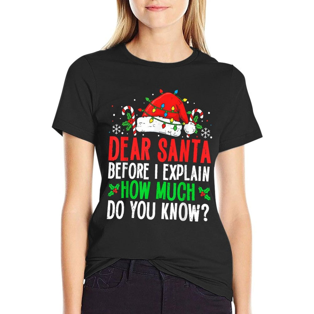 Funny Christmas Kids Adults Dear Santa I Can Explain  Trendy Pattern T-Shirt
