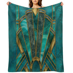 Elegant Stained Glass Art Deco Window With Marble And Gemstone Velvety-soft Throw Blanket