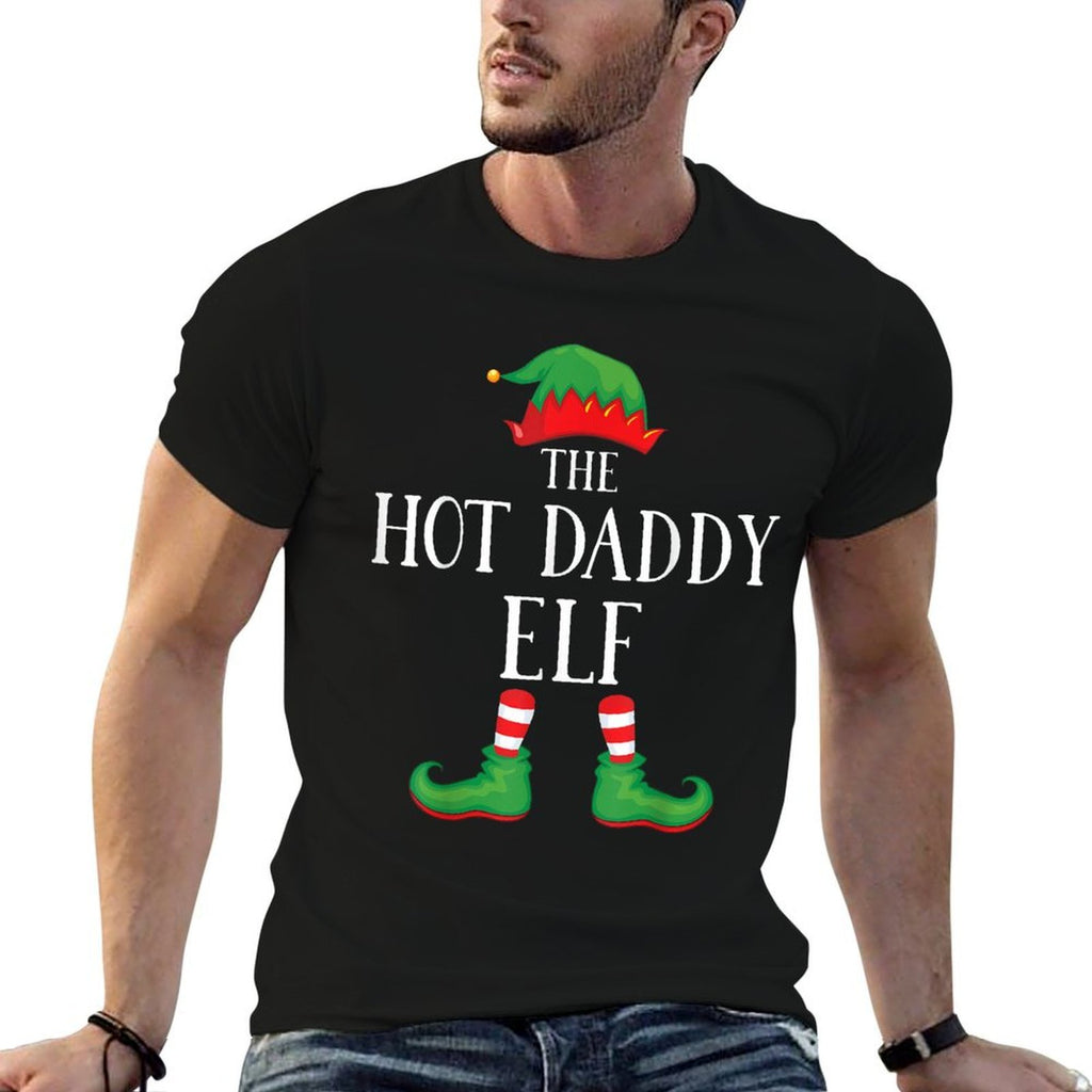 Hot Daddy Elf Matching Group Xmas Funny Family Christmas  Heathered Texture T-Shirt