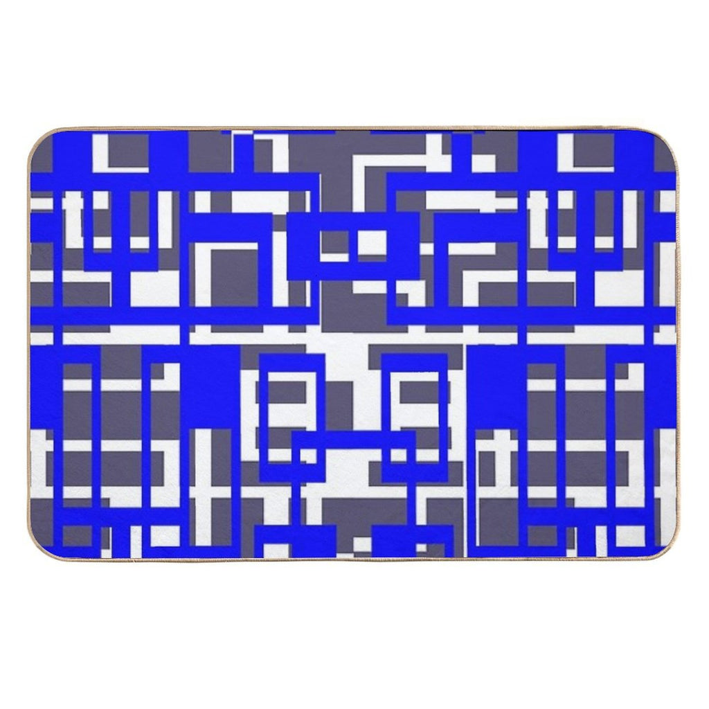 Geometric Shapes Pattern Blue White Cut Out  Absorbent Bath Mat