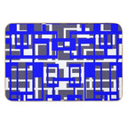 Geometric Shapes Pattern Blue White Cut Out  Absorbent Bath Mat