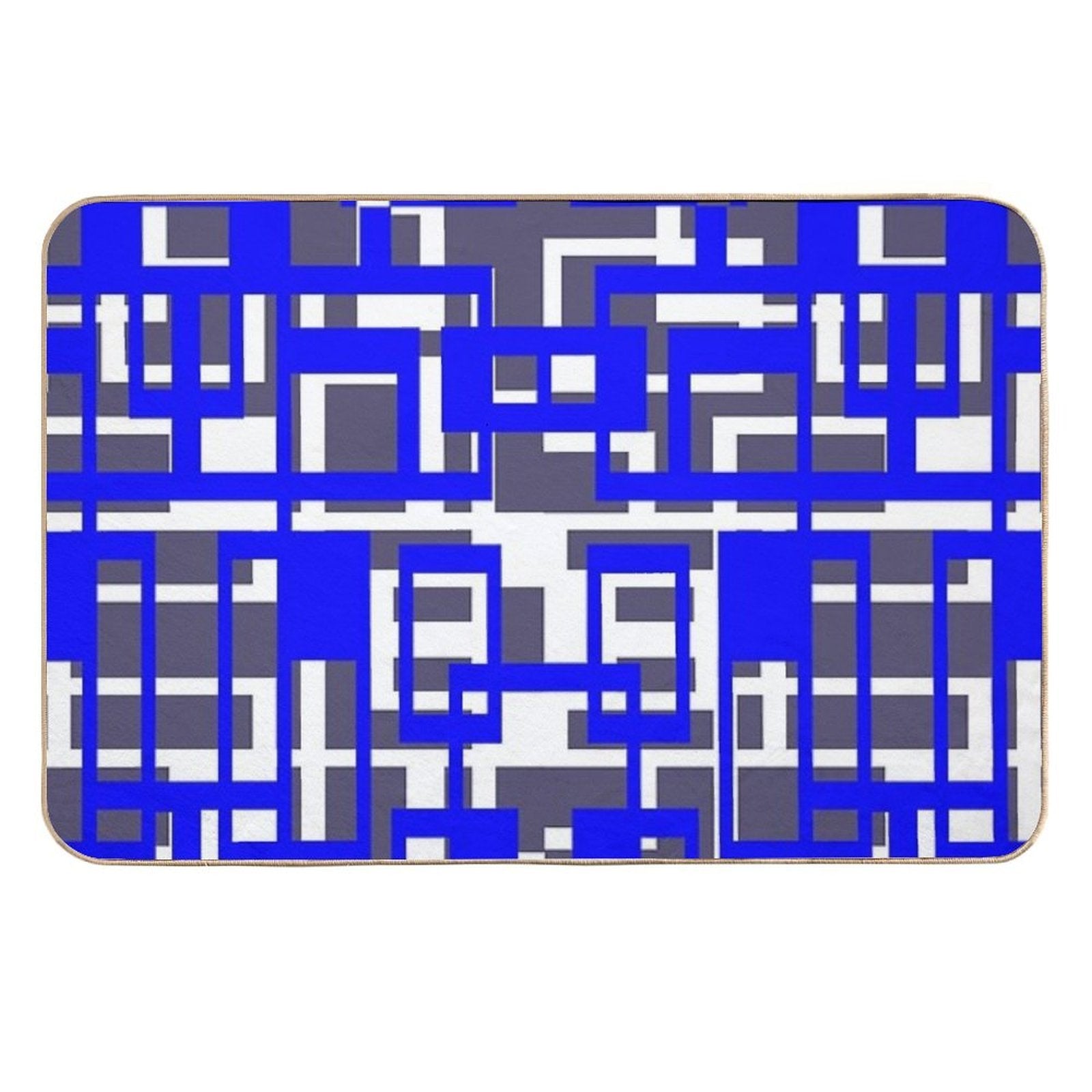 Geometric Shapes Pattern Blue White Cut Out  Absorbent Bath Mat