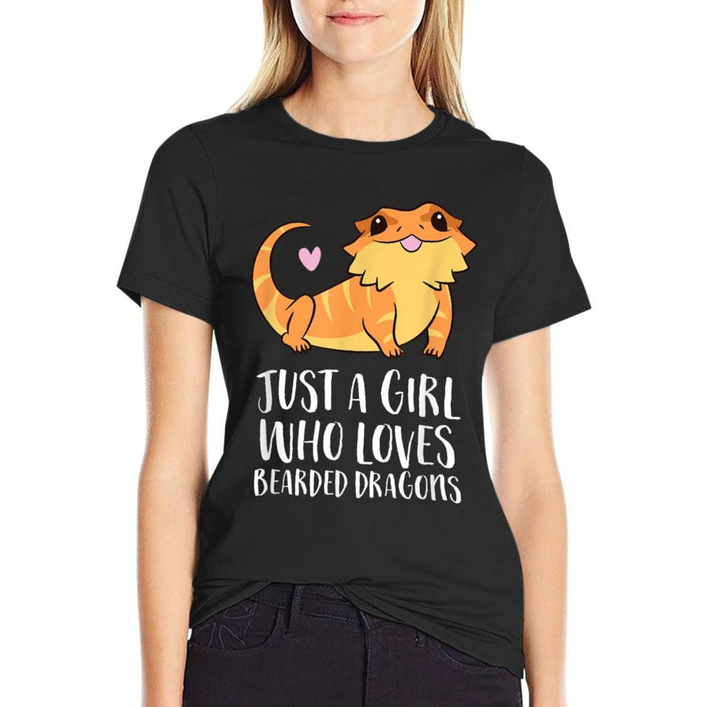Just A Girl Who Loves Bearded Dragons Lizard Reptile  Rolled Sleeves T-Shirt