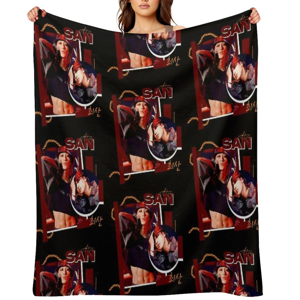 ATEEZ SAN  FIREWORKS Plush Throw Blanket