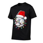 Santa Volleyball Ball Men Youth Boys Christmas Pajamas  Wrinkle-resistant T-Shirt