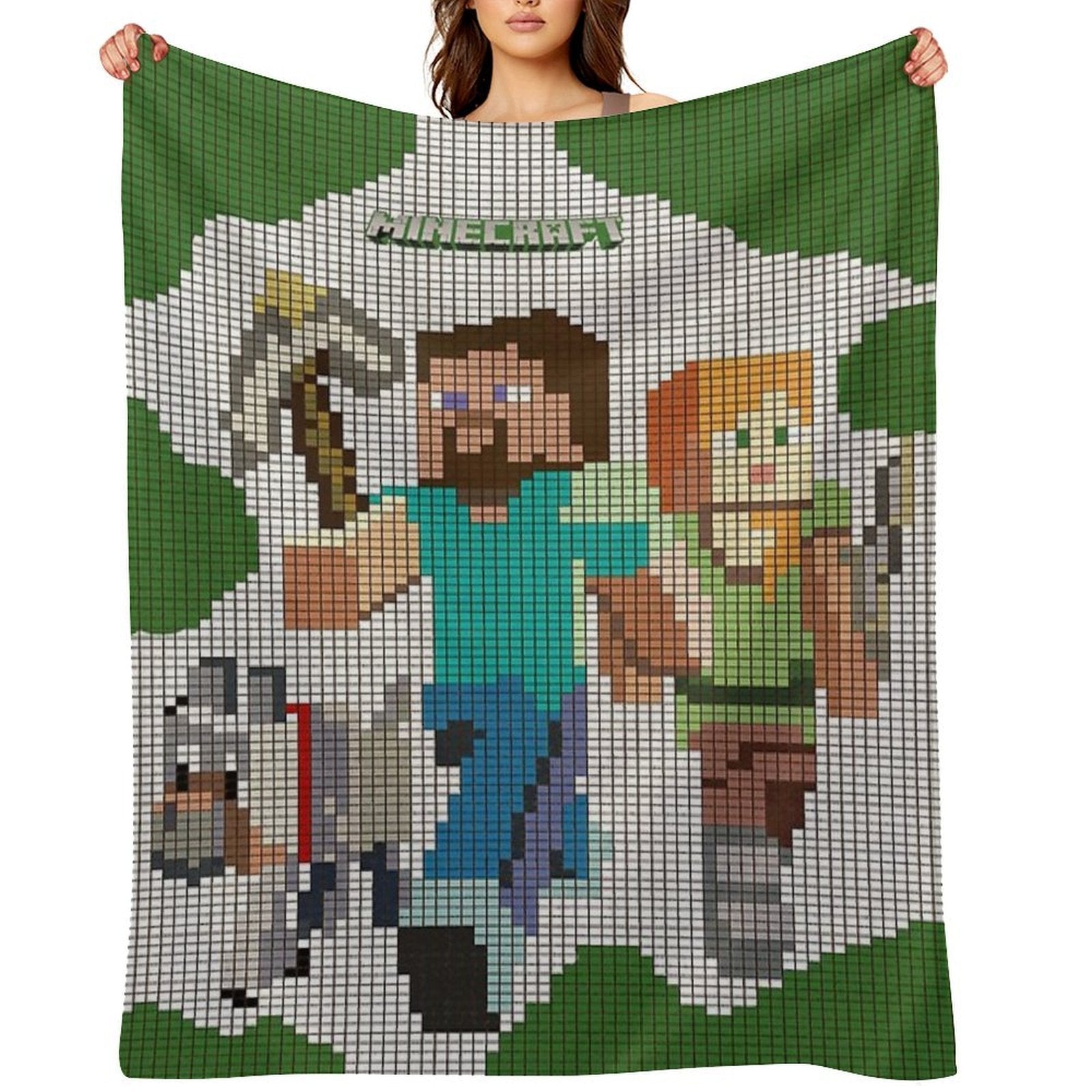 Steve And Alex Minecraft Theme Wrinkle-free Throw Blanket
