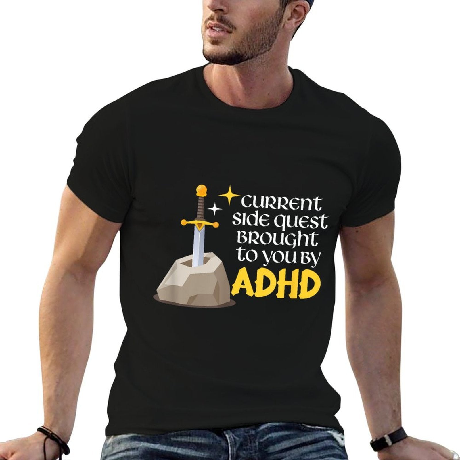 Current Side Quest Brought To You By ADHD Gamer RPG Meme  Slim-fit Cut T-Shirt