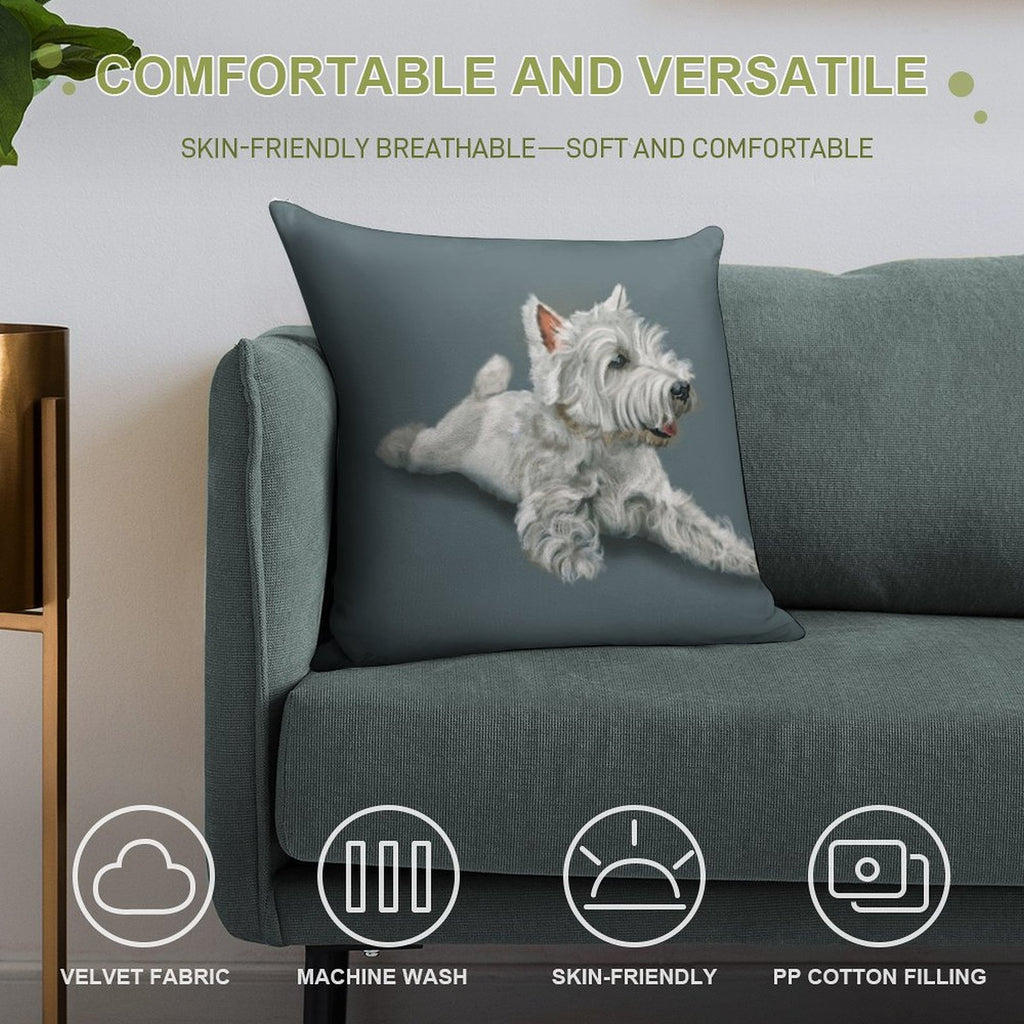 West Highland Terrier Westie Soft Luxury Feel Throw Pillow