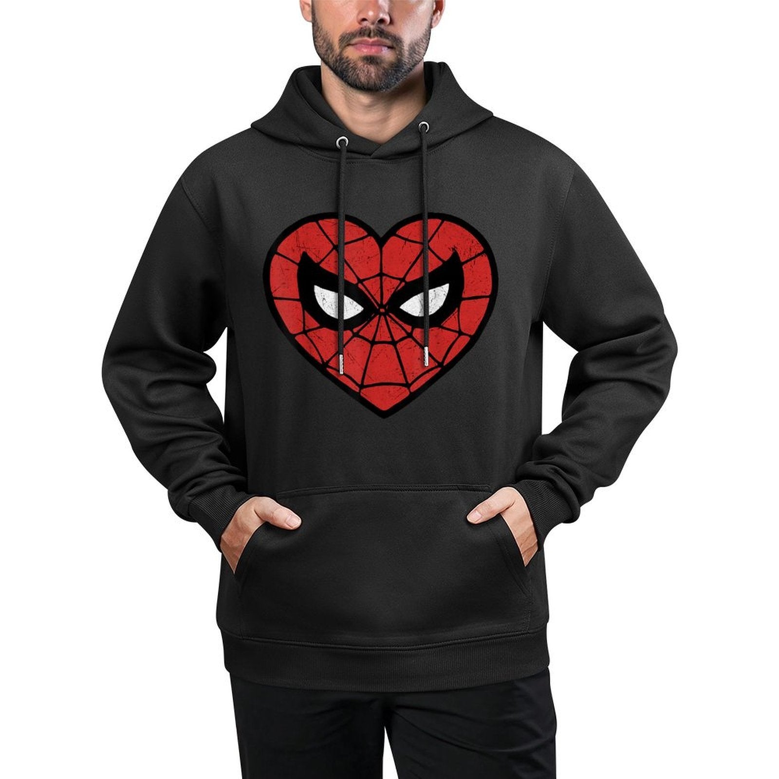 Marvel Spider-Man Face Mask Valentines Heart Logo Pilling-Resistant Hoodie