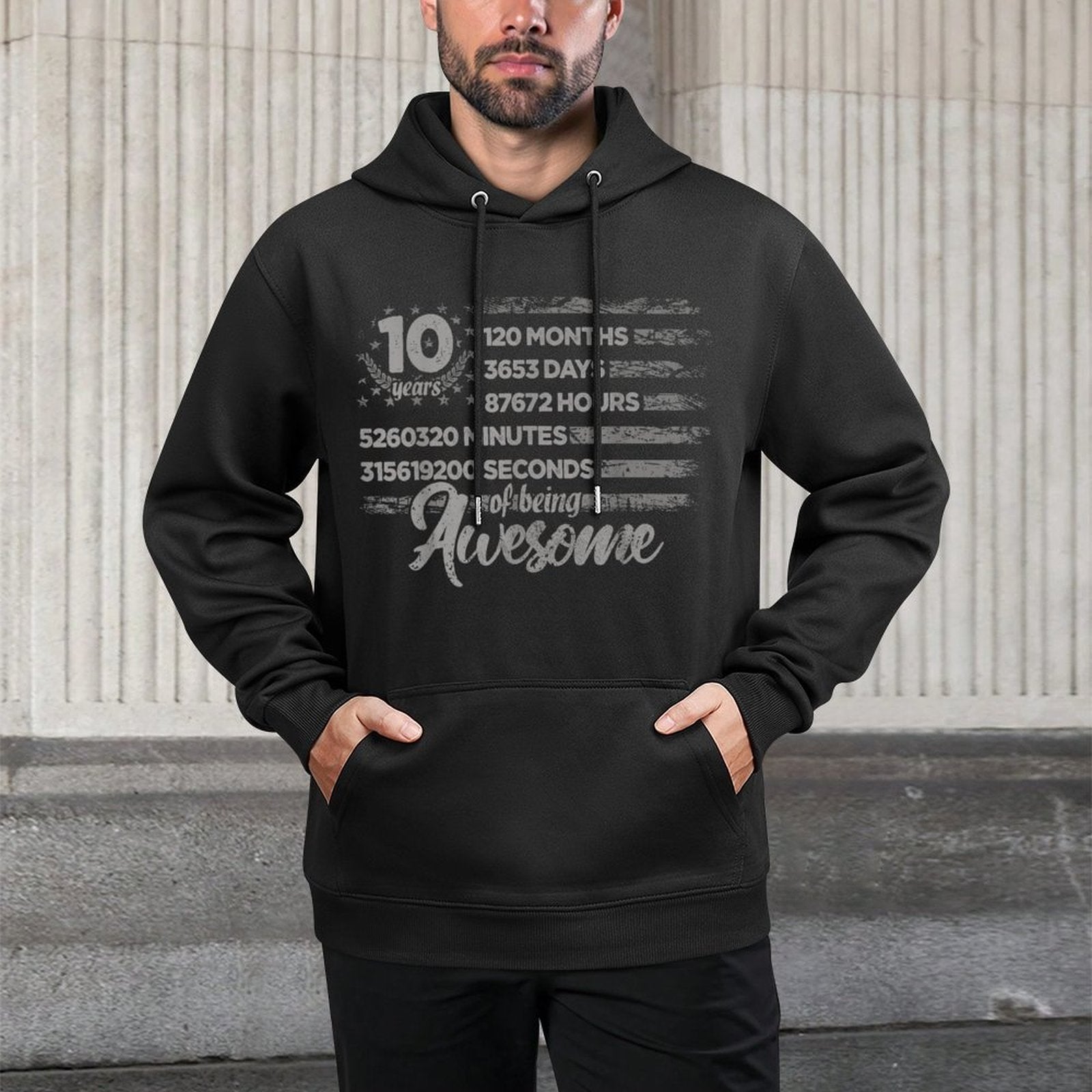 Vintage US 10 Years Retro Countdown 10th Birthday Customizable Surface Hoodie