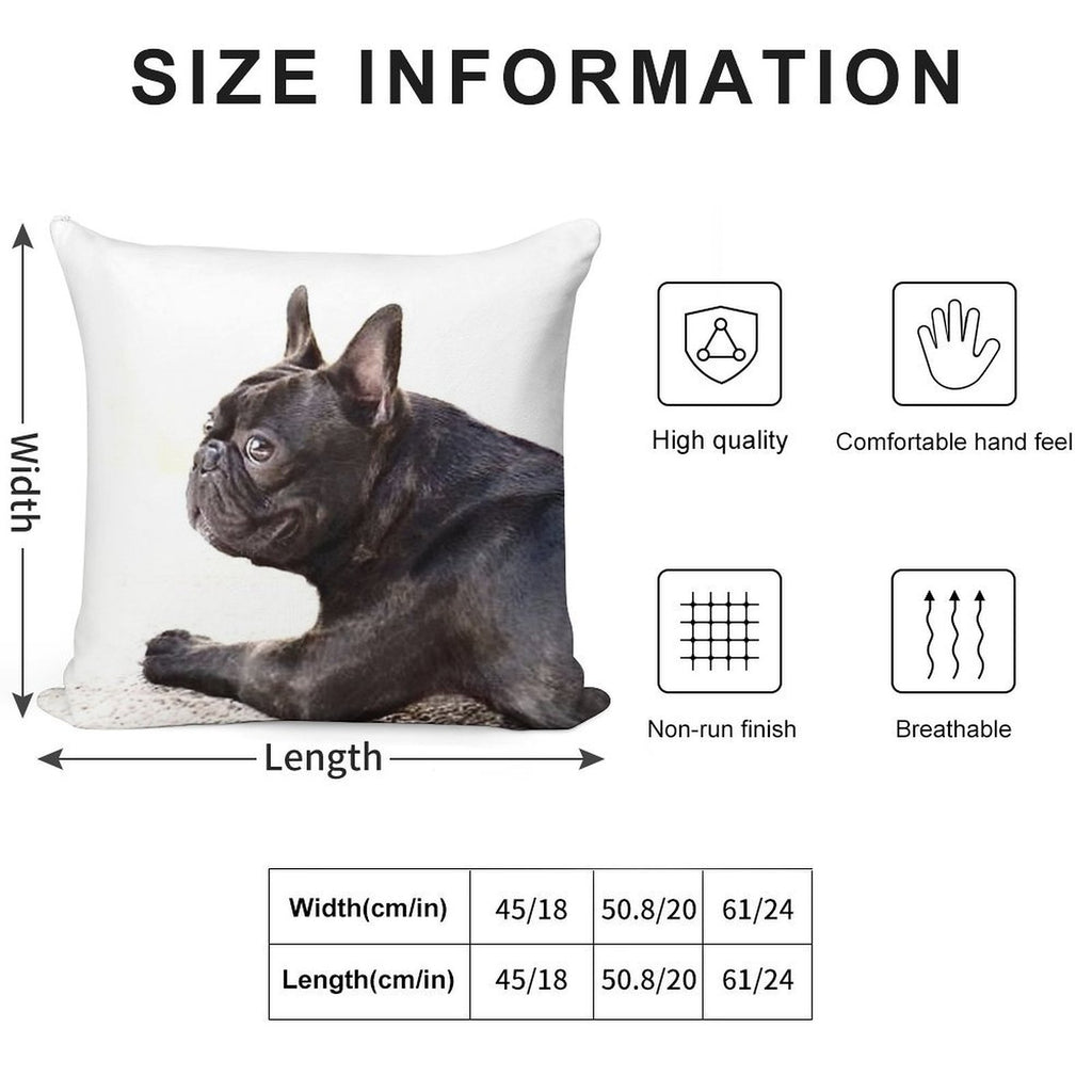 French Bulldog Soft Hidden Zipper Throw Pillow