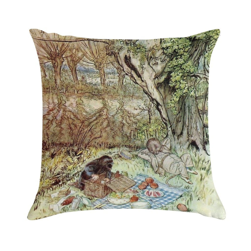Rat And Mole Have A Picnic - The Wind in The Willows - Arthur Rackham Soft Multiple Sizes Throw Pillow