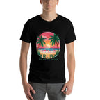 Arubas One Happy Island Beautiful Sunset Beach Flamingo  Durable T-Shirt