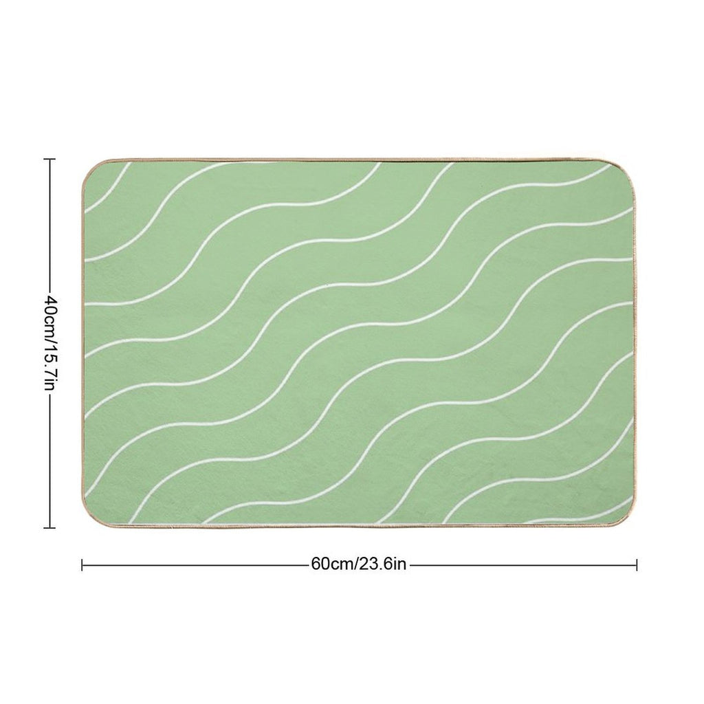 Cute Green Squiggly Lines Aesthetic Items  Pet-Safe Bath Mat