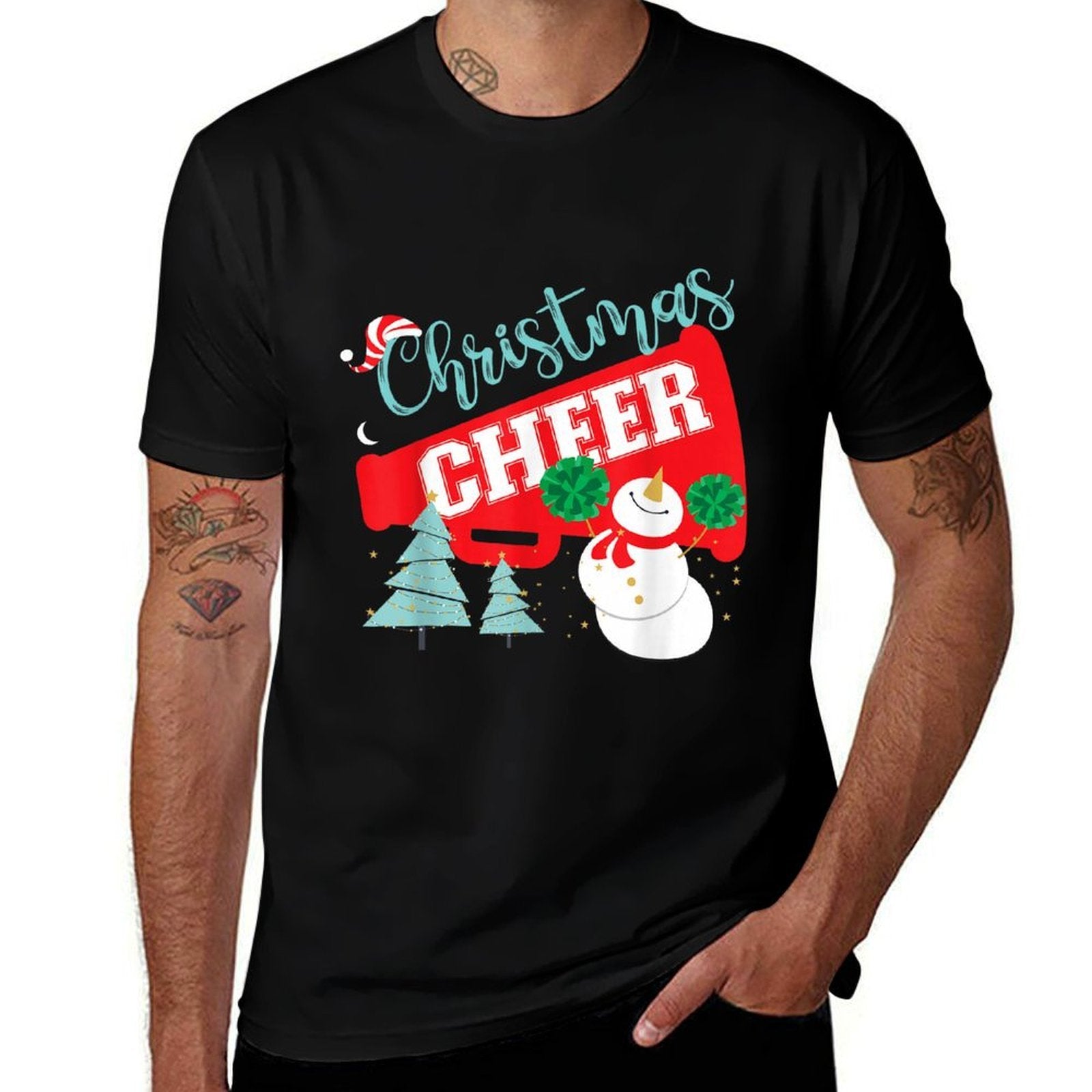 Cheer Cheerleading Christmas Cheer  Oversized Silhouette T-Shirt