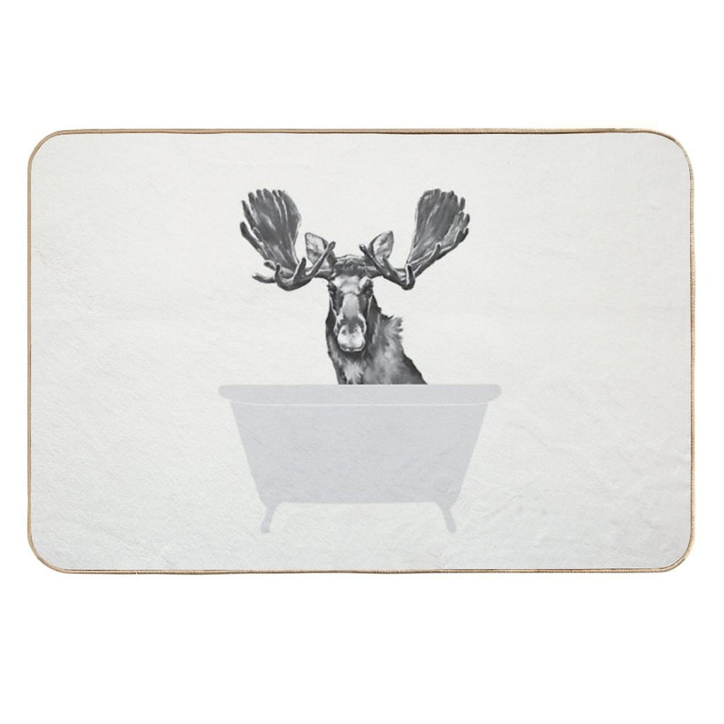 Vintage Moose in Bathtub  Pet-Safe Bath Mat