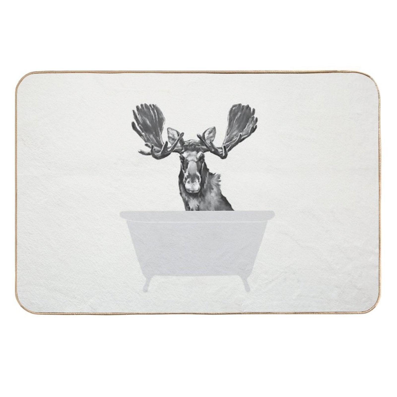 Vintage Moose in Bathtub  Pet-Safe Bath Mat