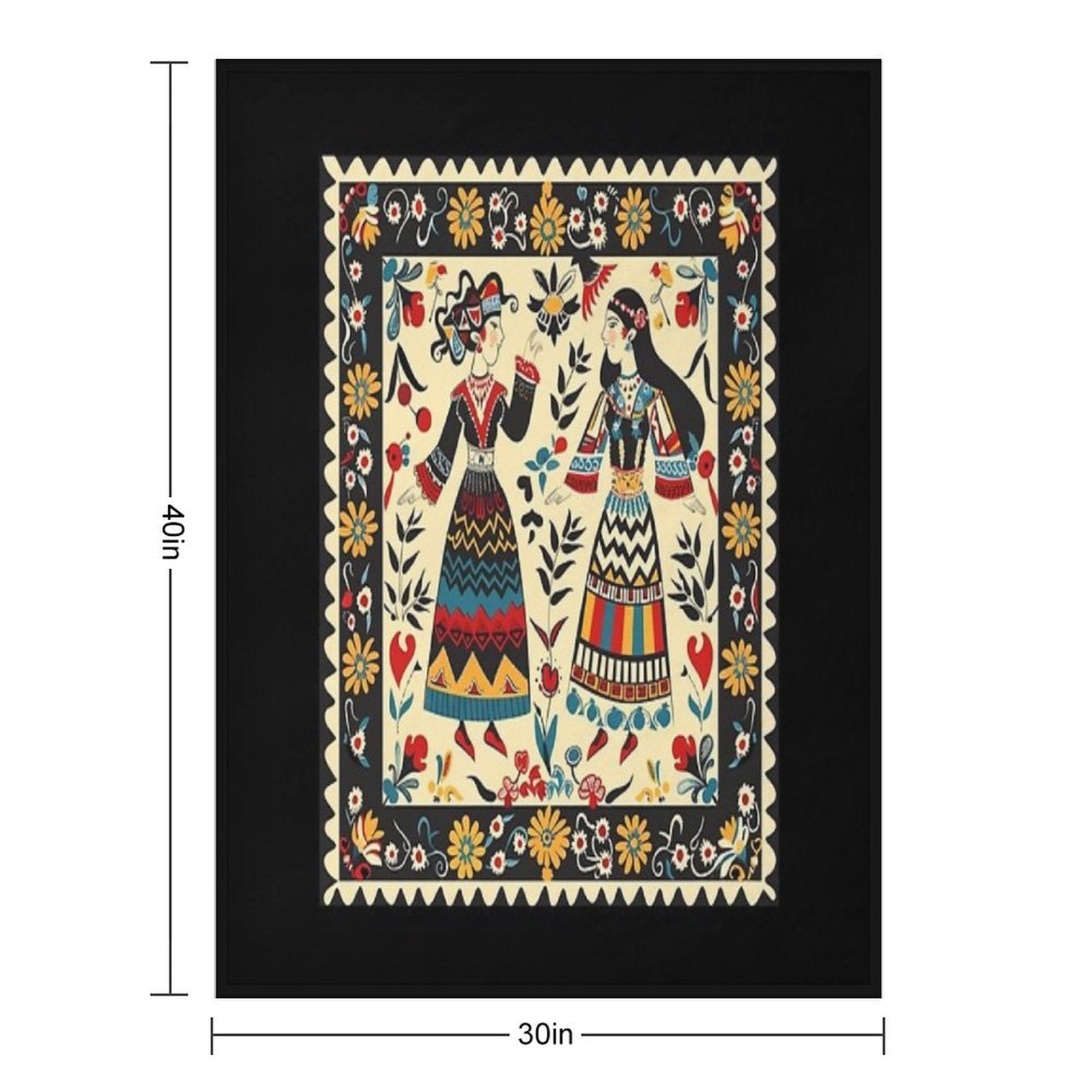 Bulgarian Folk Art Gift-ready Throw Blanket